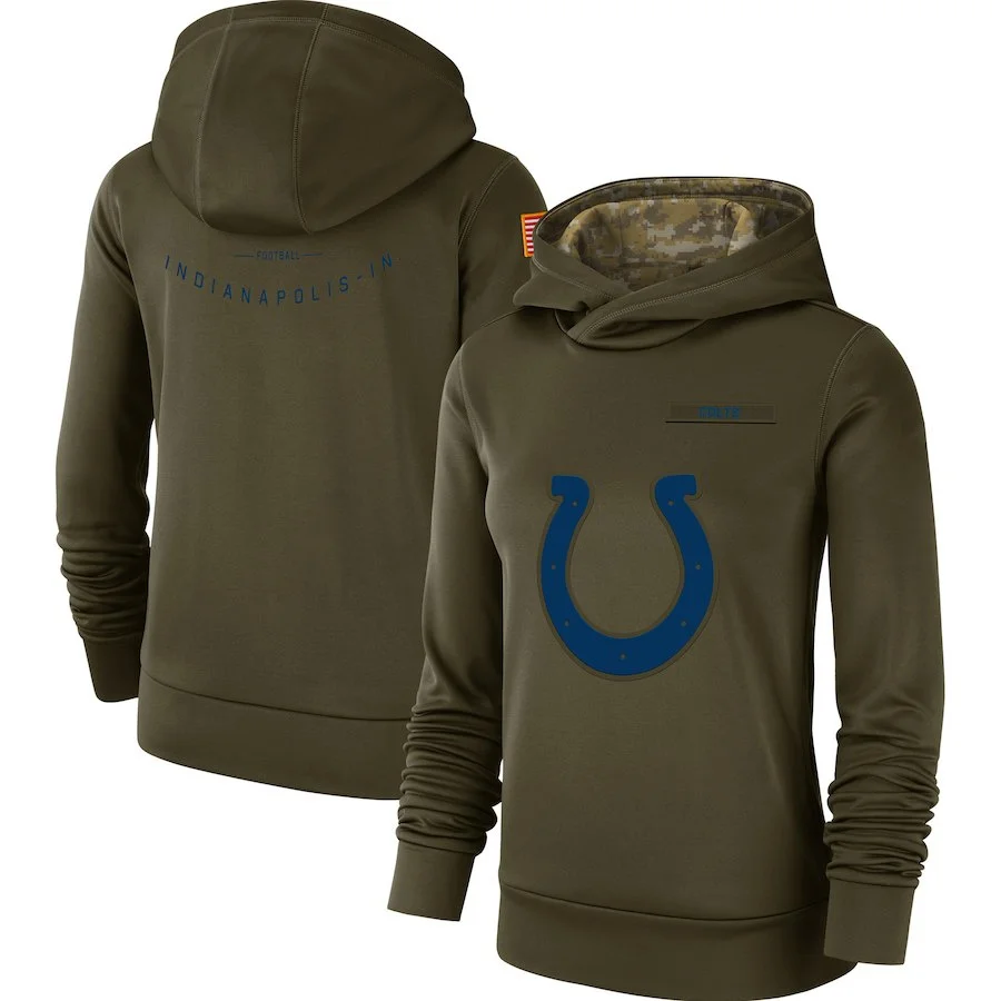 Индианаполис Толстовка Colts Салют для обслуживания Sideline Therma представление пуловер Американский Футбол Толстовка оливковый