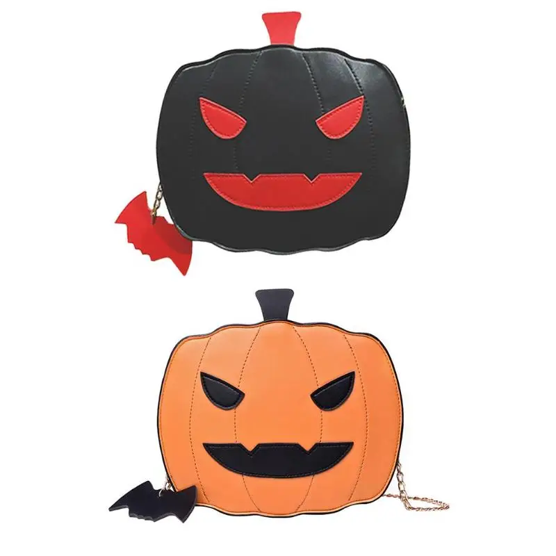 Halloween Pumpkin Shoulder Crossbody Bag PU Leather Women Halloween Small Chain Messenger Bags