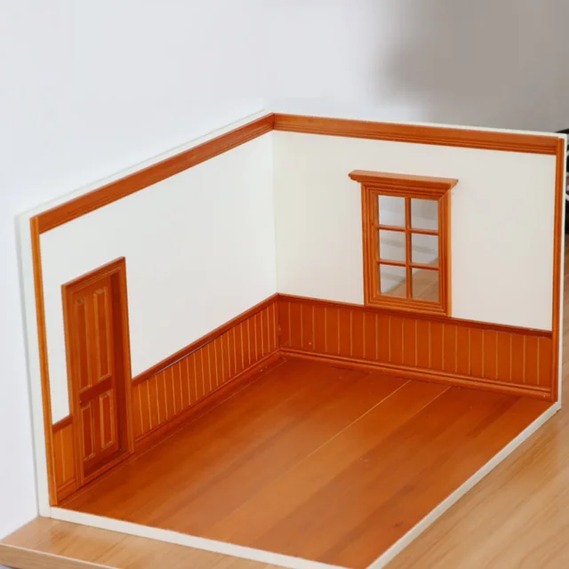 US $62.28 1/12 Scale DIY Miniature Dollhouse Pocket Living Room Scene Board Set