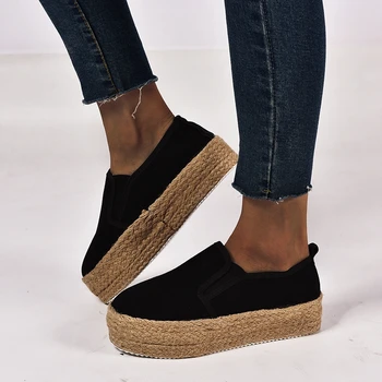 

Women's Casual Shoes Hemp Rope Thick Bottom Platform Large Size Fisherman Female Fashion Sneakers Round Toe Shallow Footwear