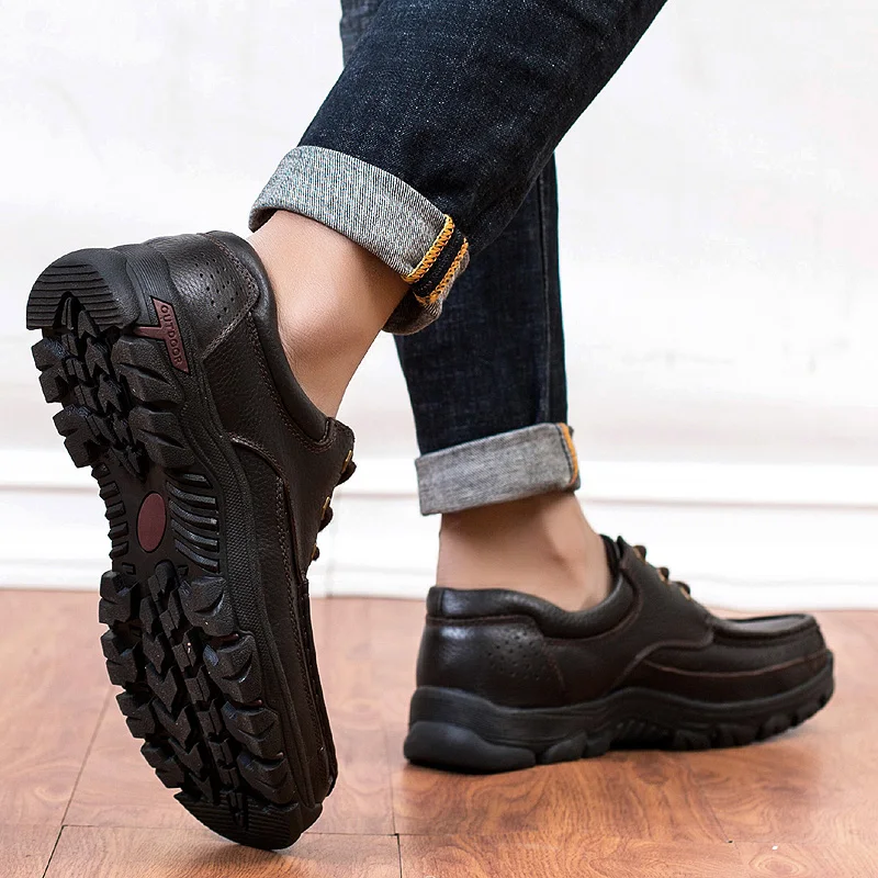 Обувь из натуральной кожи Мужская Брендовая обувь Нескользящая модная мужская