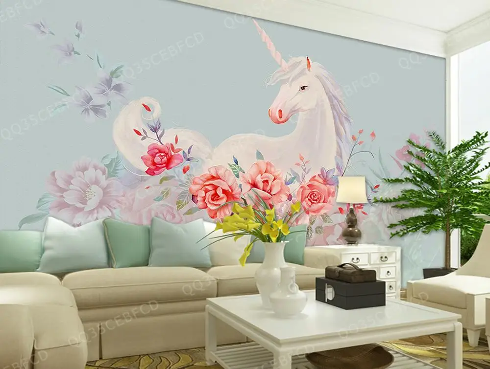 [Self-Adhesive] 3D Unicorn WG461 Wall Paper mural Wall Print Decal Wall Murals Belly