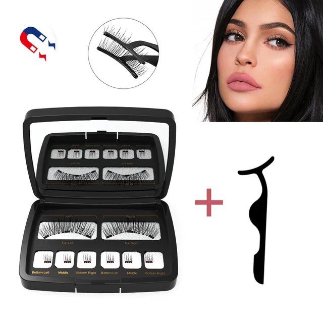 Natural Long Magnetic False Eyelashes With 3 Magnets Handmade 3D/6D Magnet Fake Lashes Acrylic Box Makeup Tool Cosmetics 1