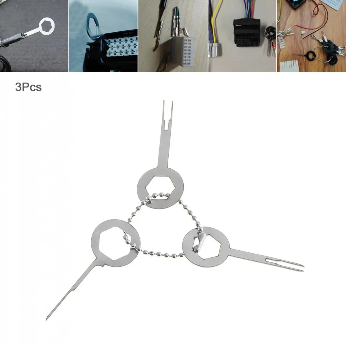 

3pcs/set Universal Stainless Steel Auto Car Harness Wiring Crimp Connector Plug Terminal Removal Tool Kit Car Accessories
