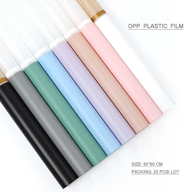 

20pcs/lot Flower Wrapping Plastic Paper Film Waterproof Bouquet Packaging Craft Paper Material Wedding Deco Supplies 60*60cm