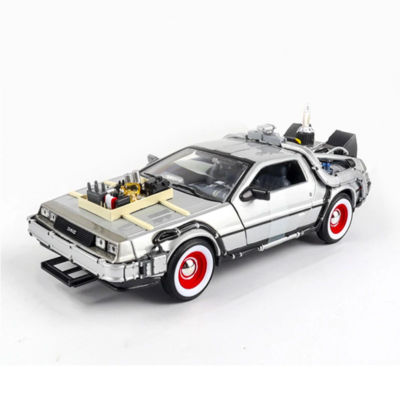 

1/24 Scale Diecast Alloy Car Model Back To The Future 1 2 3 Part Time Machine DeLorean DMC-12 Metal Vehicle Toy Welly Collection