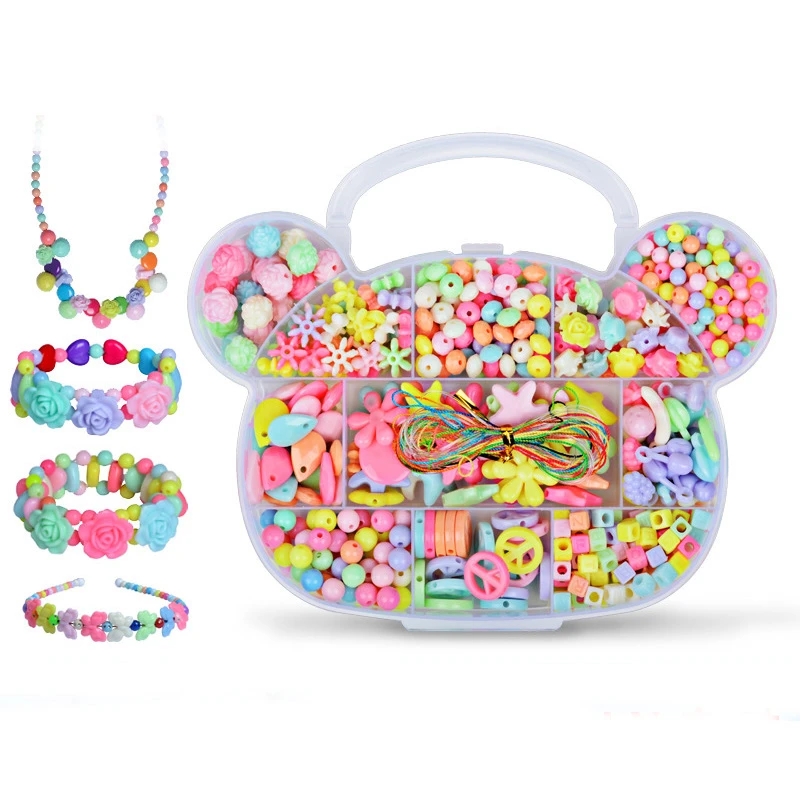 1box Child Beaded Toys Kit Kids Beads Set Creative Loose Beads For Diy
