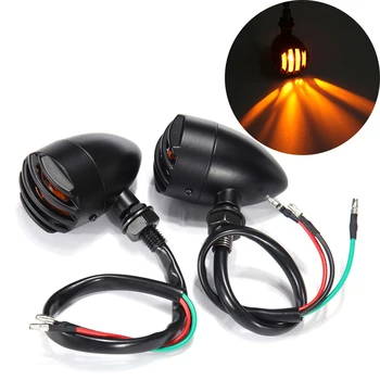 

1Pair Metal Housing Blinker Bullet Turn Signal Amber Lights For Harley Yamaha Honda Suzuki
