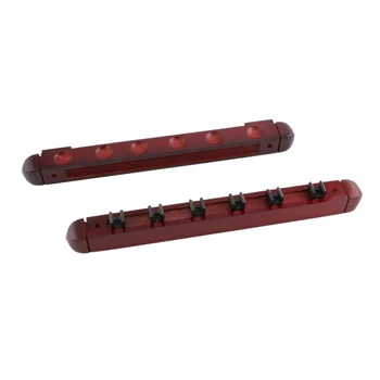 

6 Pool Hanging Stick Billiard Stained Wood Carrier Wall Mount Space Saving Accessories Cue Rack With Clips Professional Durable
