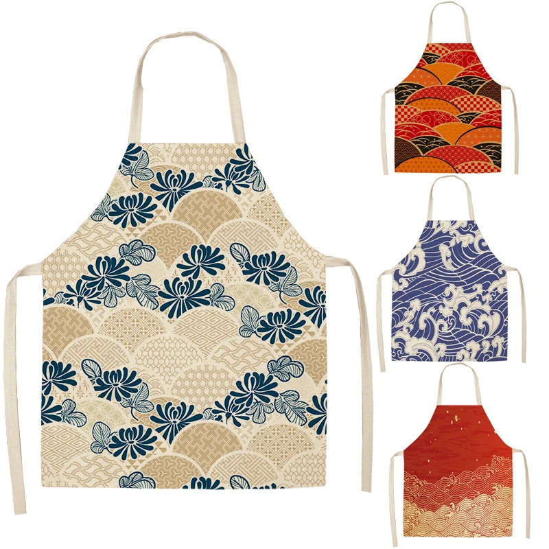 

Sea Mark Pattern Kitchen Aprons for Women Cotton Linen Bibs Household Cleaning Pinafore Home Cooking Apron