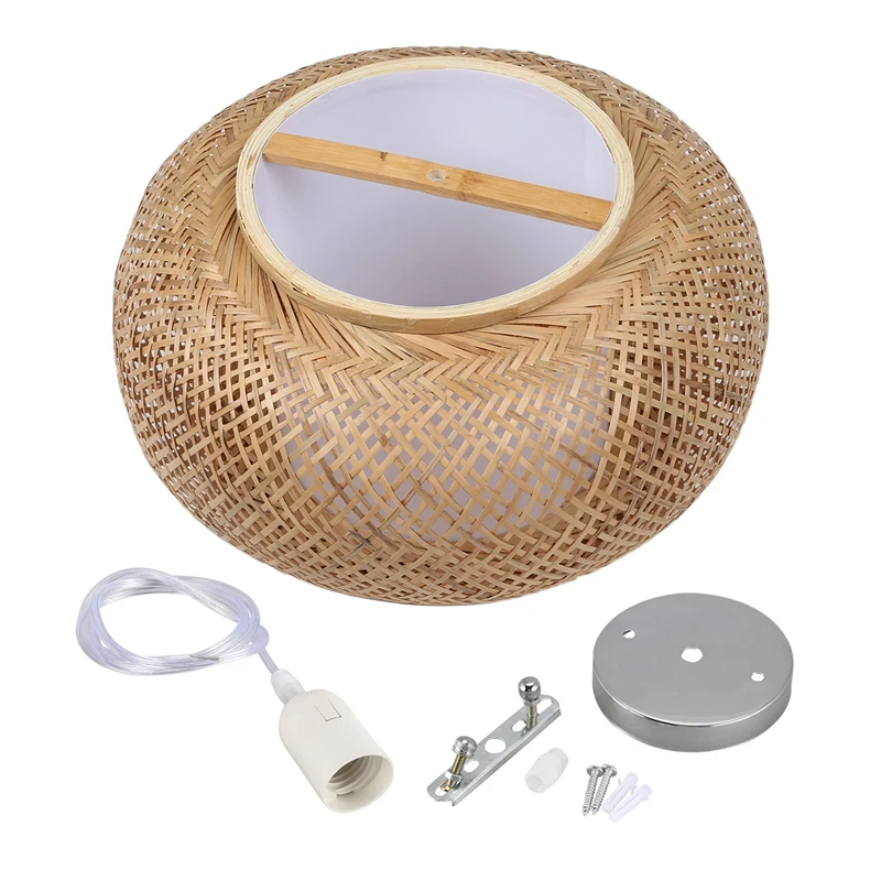 

Bamboo Lampshade, Pendant Ceiling Shade, DIY Wicker Rattan Lamp Shades Weave Hanging Light(Does Not Contain Bulbs)