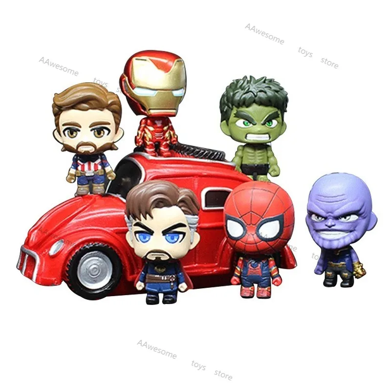 

Marvel Avengers 3 Q Version Thanos Hulk Iron Man Spider-Man Doctor Strange Captain America Anime Figure 8cm PVC Action Figure