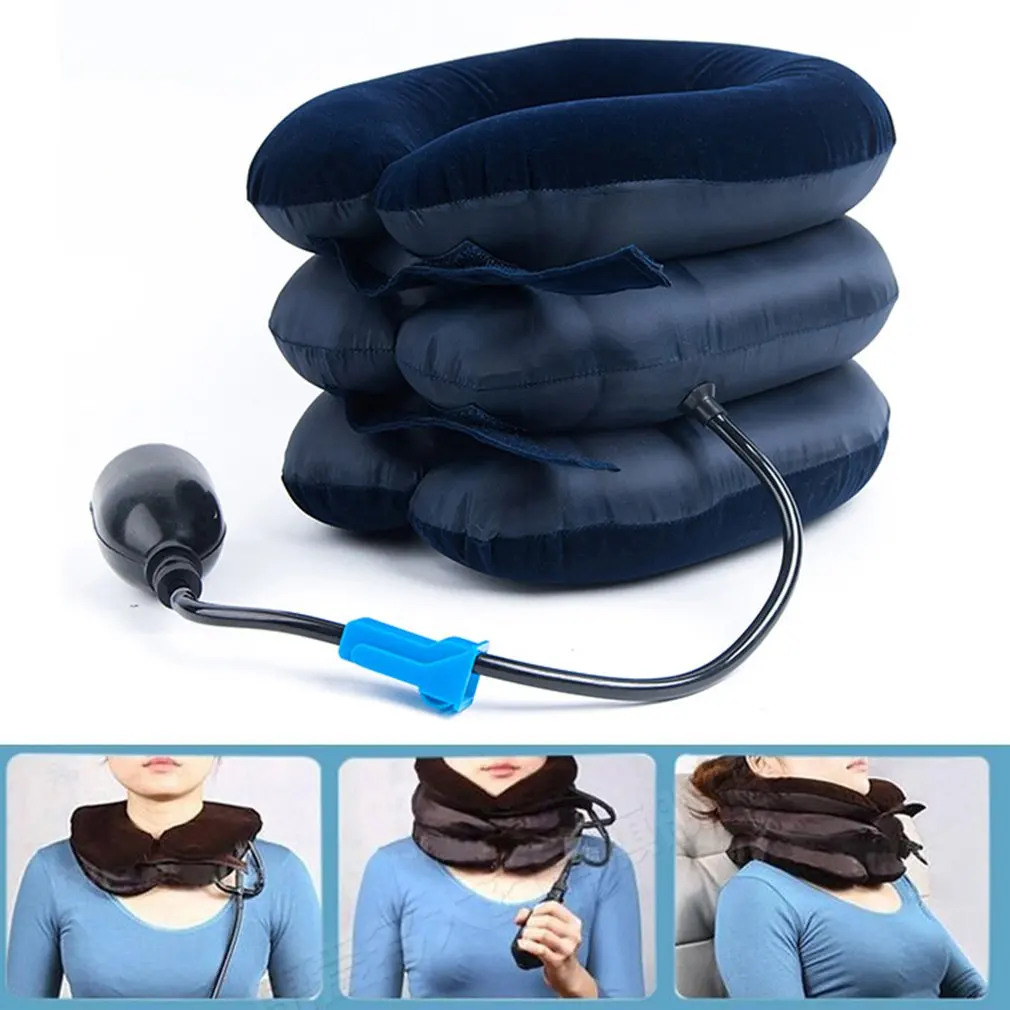 Inflatable Collar Neck Cervical Vertebra Traction Soft Brace Massage Relieve Headache Head Back Shoulder Neck Pain Massager