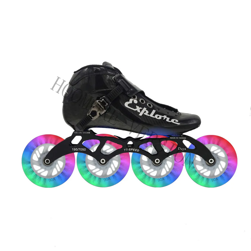 Carbon Fiber Speed Skates Shoes Adults Man Woman Inline Speed Skating Patines 4 wheels 90mm 100mm 110mm Fibre Sports Sneakers adult roller skates