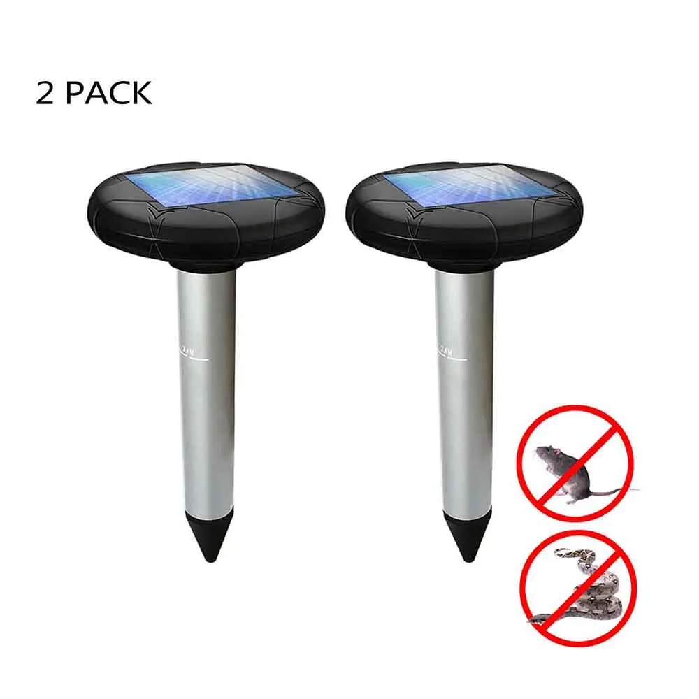 

2Pcs New Solar Power Repellent Mole Snake Bird Mosquito Mouse Ultrasonic Animal Pest Repeller Outdoor Garden Vibration Deworming