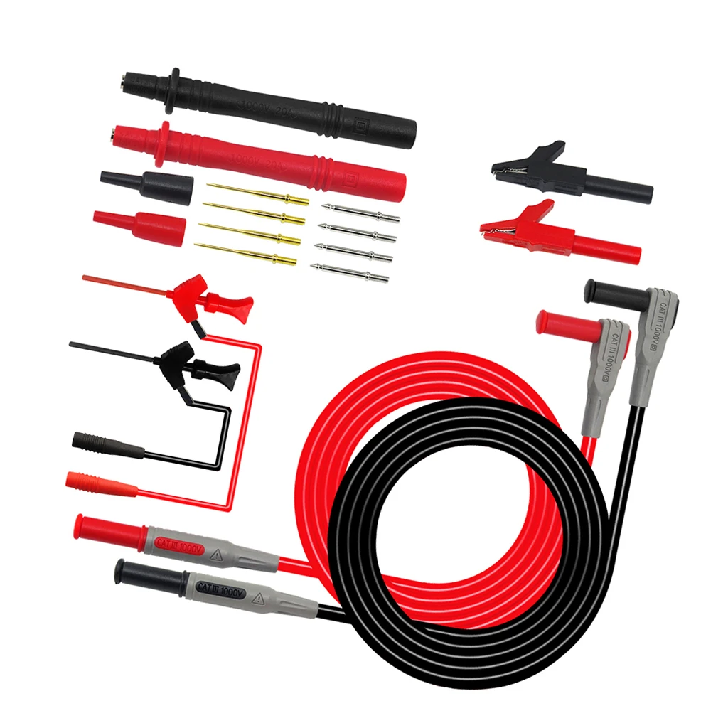 16pcs Digital Multimeter Probe Test Lead Cable Alligator Clip Kit