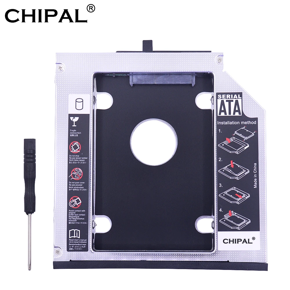 CHIPAL алюминиевый 2-й HDD Caddy 12 7 мм SATA 3 0 для 2 5 ''SSD корпус Lenovo ThinkPad T420 T430 T520 T530 DVD-ROM |