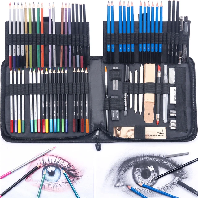 83Pieces Colored Pencils and Sketching Pencils Set with Drawing