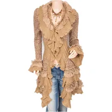 

2022 Sleeve Open Stitch Full Solid O-neck Cotton No and The Autumn Winter New Lotus Shirt Women Mid-length Coat Red Cardigan
