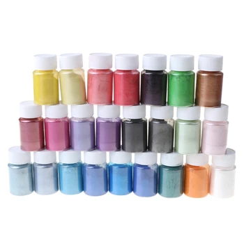 

24 Colors Pearlescent Natural Mica Mineral Powder Epoxy Resin Dye Pearl Pigment U4LF