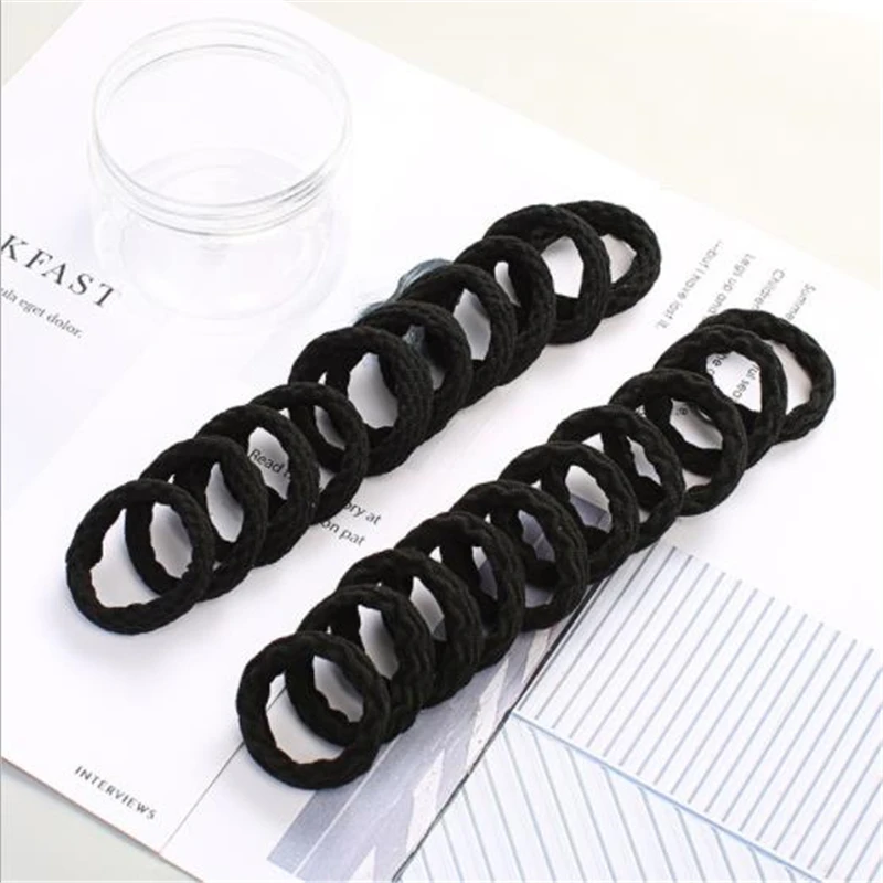 1Pcs Korea Hair Rope Female High Elastic Tie-head Rubber Band Simple Headband Black Seamless Canned Towel Hair Ring - Цвет: 6