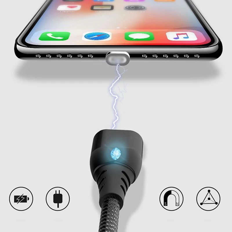 IONCT 3A Быстрая зарядка Магнитный кабель для передачи данных iPhone samsung Android Шнур