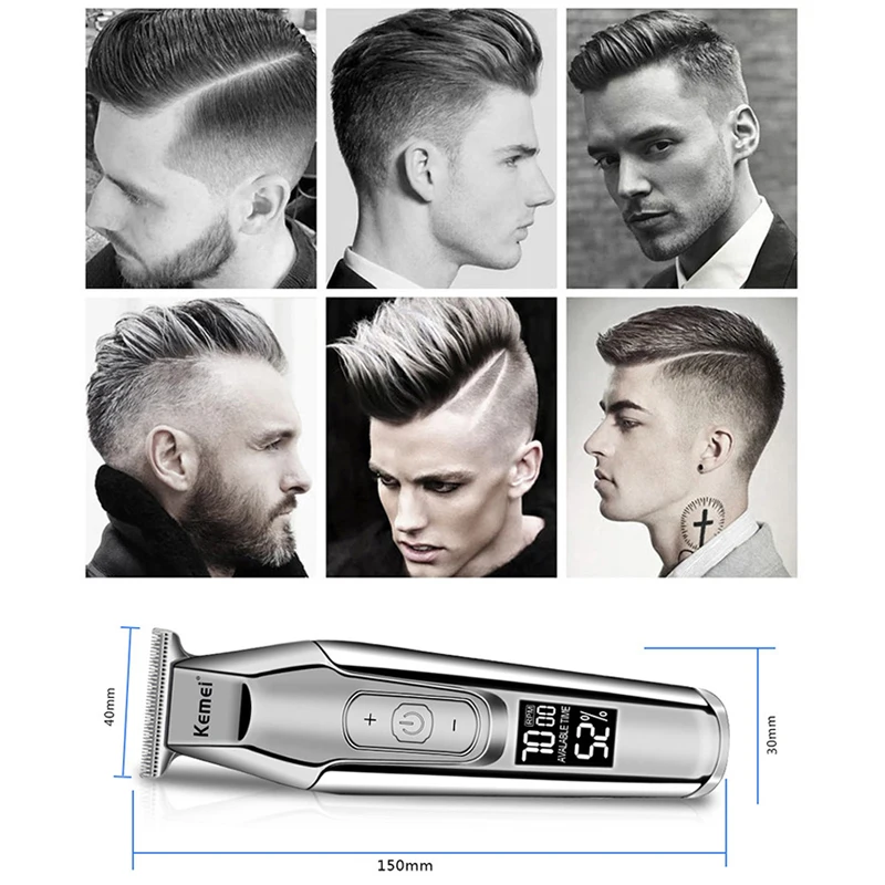 Kemei beard trimmer professional hair clippers electric hair trimmer LCD hair clipper men hair cutting machine cordless trymer 4