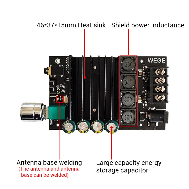 TDA7498E 2*150W 오디오 전력 증폭기 BT 5.0 스테레오 서브우퍼 HiFi 클래스 D 디지털 음악 홈 시어터 AUX 이퀄라이저 앰프