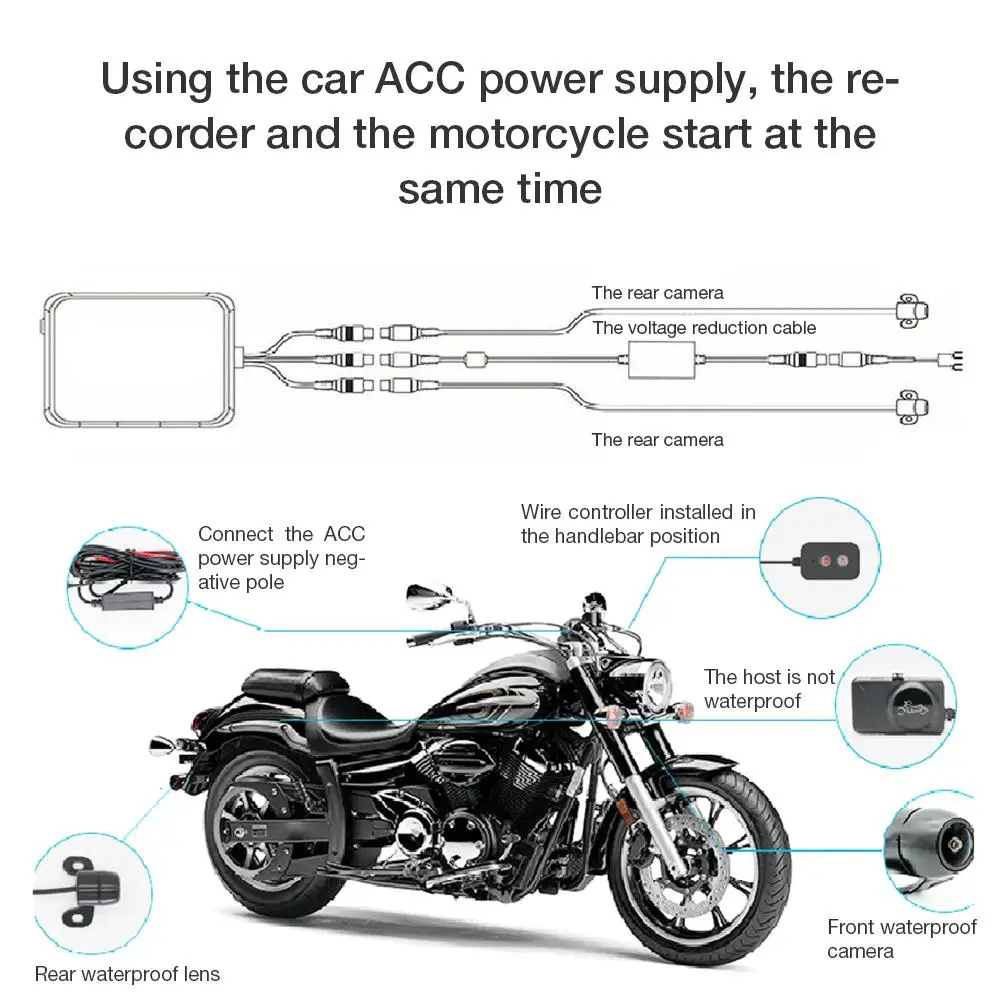 Универсальный мотоцикл 3,0 HD Автомобильный видеорегистратор передний и задний Водонепроницаемый двойной объектив Dashcam мотоциклетный рекордер мотоциклетный видеорегистратор