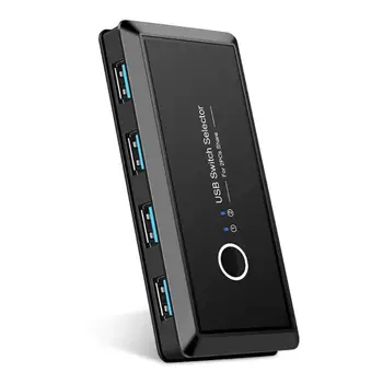 

USB 3.0 Switcher Plug and Play Convenient and Quick Operate 4 in 2 Out Splitter Box HUB for Sharing Printer Keyboard Mouse