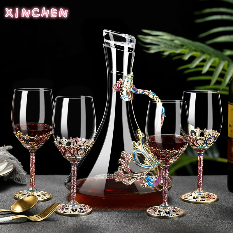 European Creative Enamel Red Wine Cup High-grade Lead-free Crystal