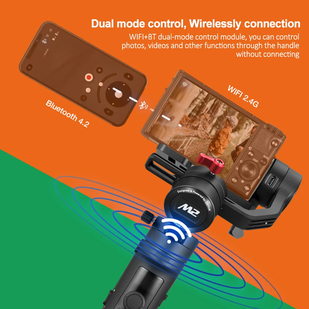 Zhiyun Ручной портативный шарнирный держатель стабилизатор поддерживает BT WiFi подключение для телефонов и микро одной камеры и спортивной камеры