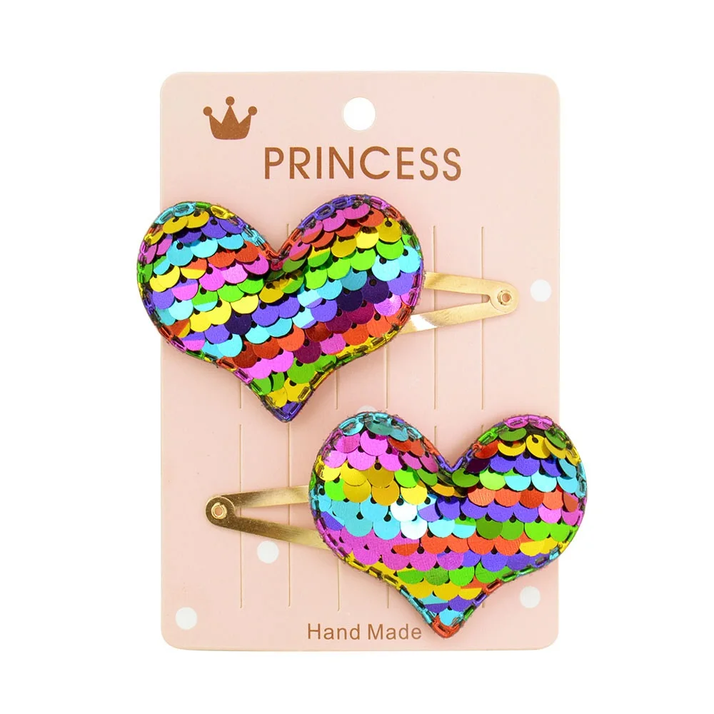 Детские заколки с блестками из мультфильма, 2 шт./компл., Blingbling Love Crown Star, милые мини-заколки для волос для девочек, принцесса, детская шпилька аксессуары - Цвет: 2