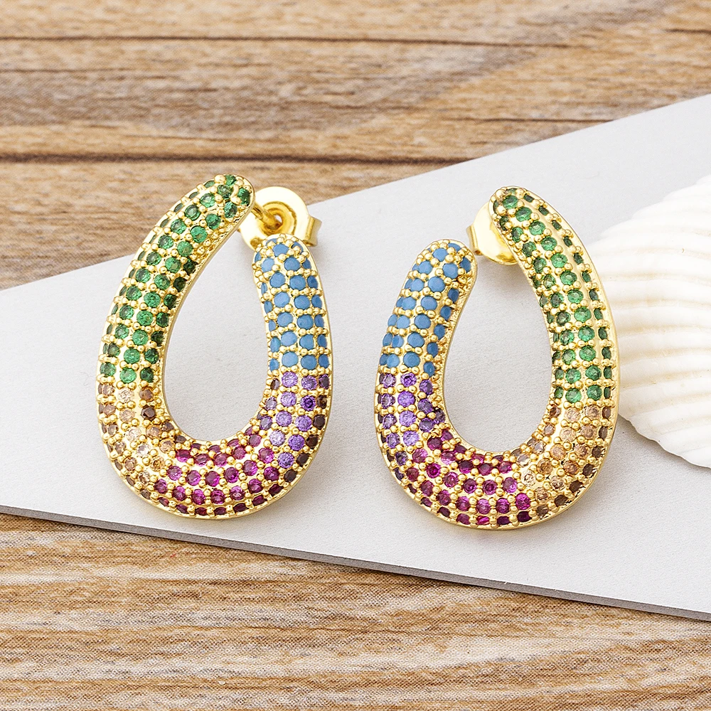 2021 New Colorful Drop Earrings for Women Dance Party Delicate Accessories Copper Zircon Birthday Wedding Trendy Jewelry Gift | Украшения и