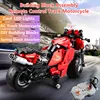 Building Blocks Highly Imitation Remote Control Track Motorcycle Spring Shock Absorber With LED Lights Children Assembling Toys 1