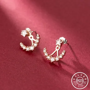 

925 Sterling Silver Cubic Zirconia Earings Trendy Rose Gold Color Plated CZ Star Ear Stud Earrings Party Jewelry Gifts for Women