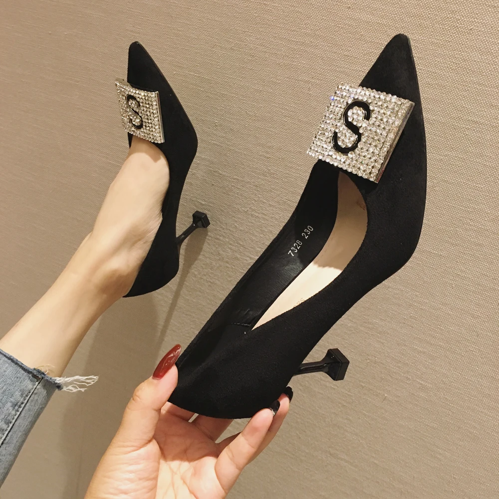 

Designer women heels shoes fashion ladies office shoes shining casual pointed toe pumps sexy female high heels