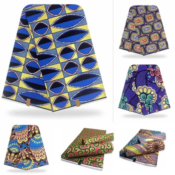 

African Printed Golden Wax Fabric Block Ankara With Gold Line Layer Surface For Sewing Wedding Party Dresses