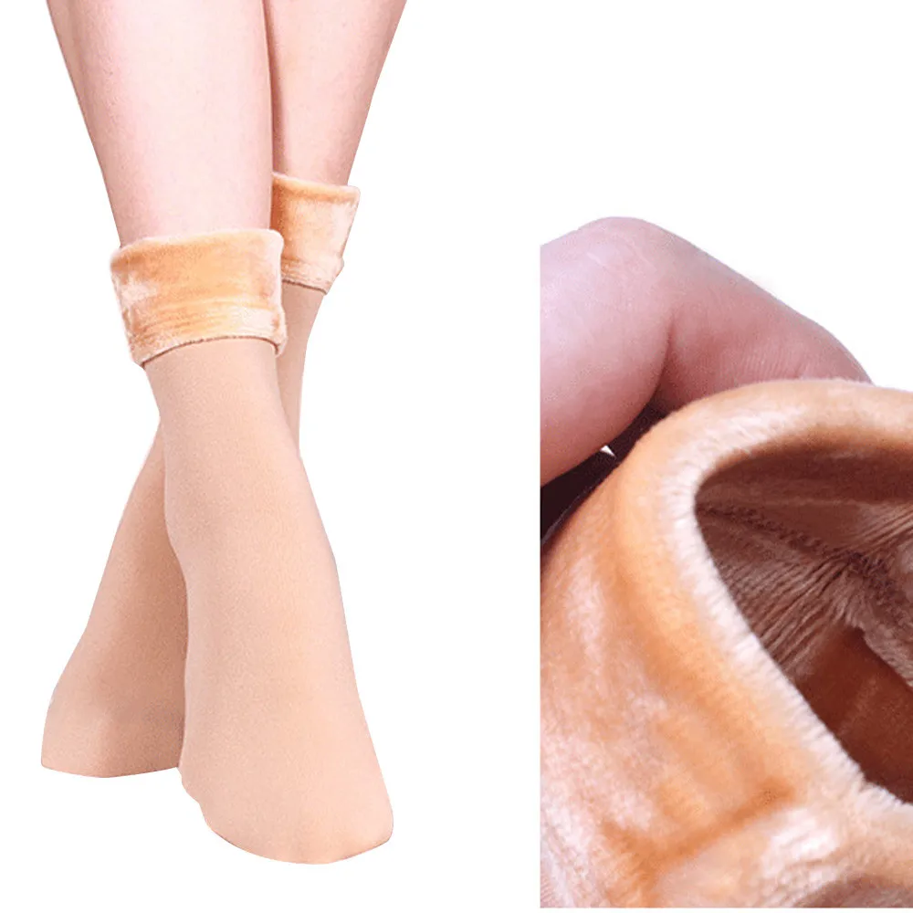 Повседневные носки для женщин, нейлон плюс бархат, уплотненные носки, одноцветные дышащие эластичные женские теплые носки средней высоты, зимние# P30