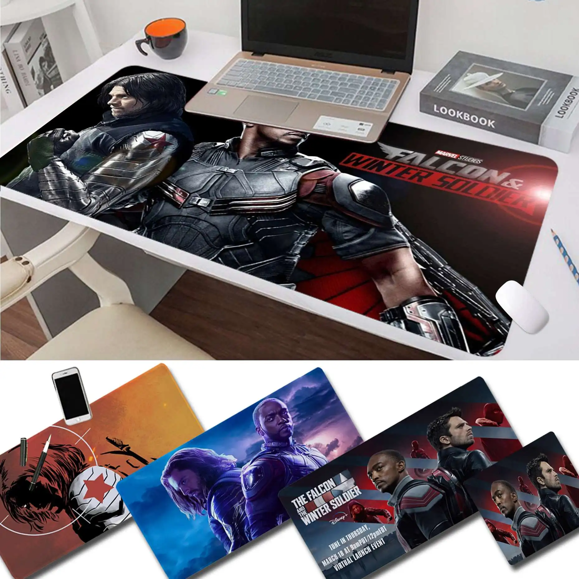 Удобный коврик для мыши Falcon и The Winter Soldier игровой размер больших краев блокировка