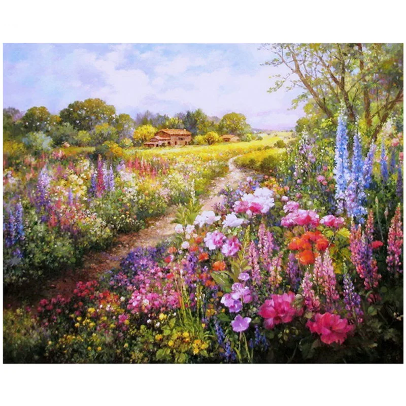 

5d Diy diamond painting cross stitch natural garden flower landscape diamond embroidery mosaic wedding decoration sticker