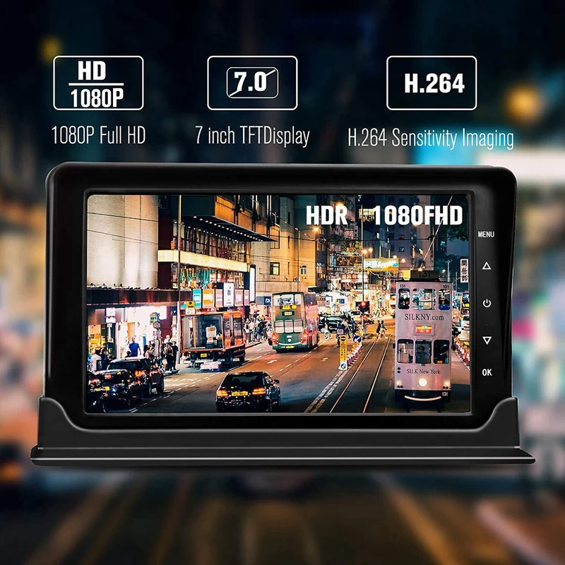 1080P HD Автомобиль Грузовик Автобус камера s DVR двойной видеорегистратор запись 7 дюймов 12-35 в g-сенсор ночное видение обратный СВЕТОДИОДНЫЙ монитор камеры