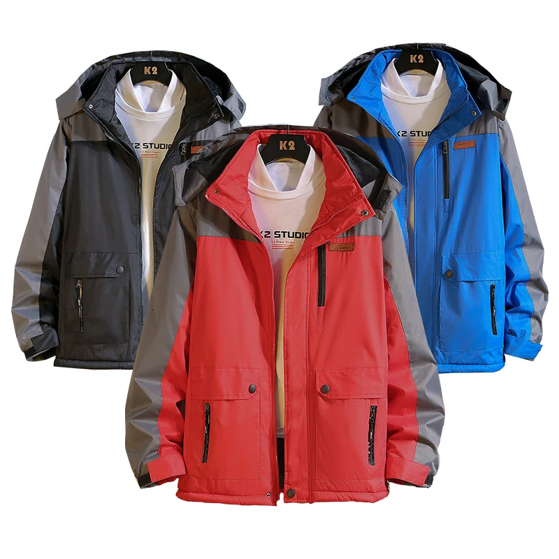 Winter New Parkas Men's Hooded Windproof Warm Outdoor Jacket Mens Fashion Stitching Color Wool Liner Coast Asian Size M-3XL | Мужская