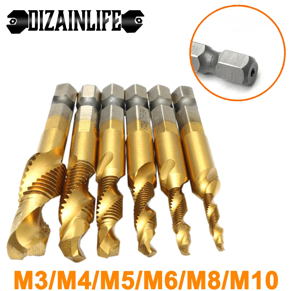 Hex Shank Titanium Plated Hss Screw Drill Bits Thread Metric Tap Drill