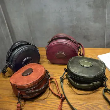 

2020 Women Ladies Round Shoulder Bag Genuine Leather Tote Purse Messenger Satchel Handbags