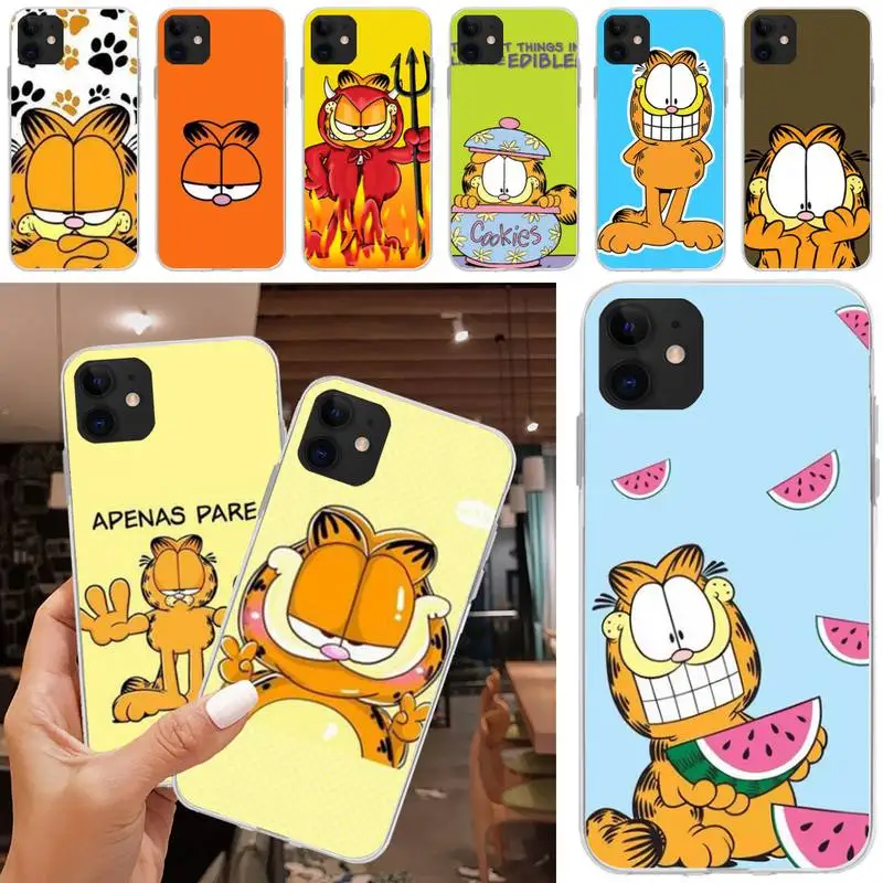 

Reayou Cartoon Garfield Cat Soft Silicone Black Phone Case For iPhone 5C 5 5S SE 7 8 plus X XS XR XS MAX 11 11 pro 11 Pro Max