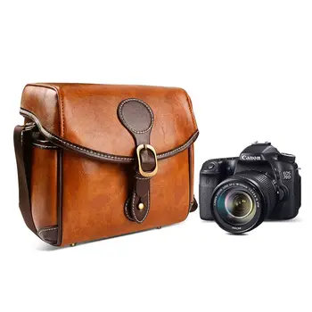 

Vintage Camera Bag, DSLR Shoulder Camera Bag with Removable Inserts, Waterproof Shockproof Camera Case for Canon, Nikon, Sony, P