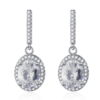 

Luxury Fashion Twinkle 7A Cubic Zircon Oval Stone Dangle Earrings For Women Girls Statement Korean Drop Earing Party Gifts