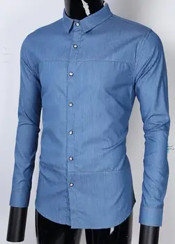 

ZACOO Yong Horse Men's Casual Slim Fit Button Down Long Sleeve Denim Shirt