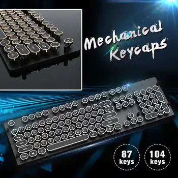 

Mechanical Keyboard for Tablet Desktop Backlit Gaming KeyboardKeys Punk Plated Retro Circular KeyCap 87 Key 104 Key
